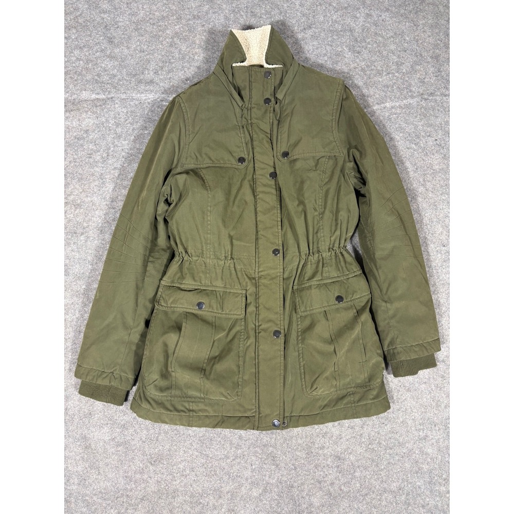 Debby Collection Womens Olive Green Sherpa Lined Parka Jacket Small P‎